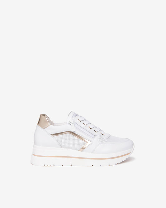 Baskets Prevesa Blanches article 512909 Nouvelle collection printemps été 2026 Magasins chaussures France marque NeroGiardini Cuir Italien Qualité