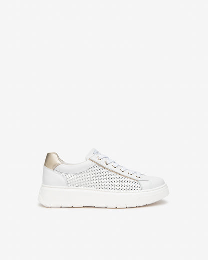 Baskets Pefki Blanches article 615274 Nouvelle collection printemps été 2026 Magasins chaussures France marque NeroGiardini Cuir Italien Qualité