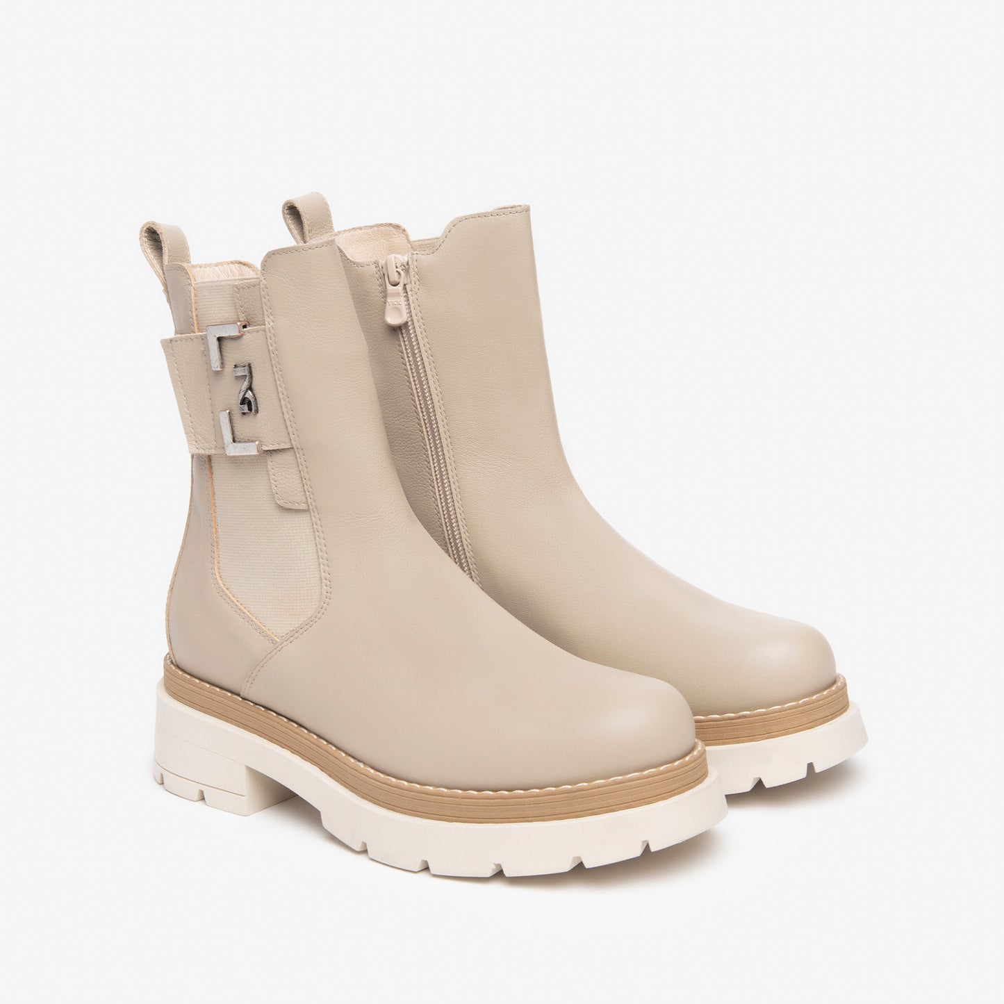 Beige Calico Boots 