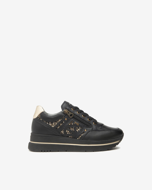 Baskets Hoje Noires article I514100 Chaussures femmes Marque NeroGiardini Italie Cuir Nouvelle collection automne hiver 2025 Magasins France