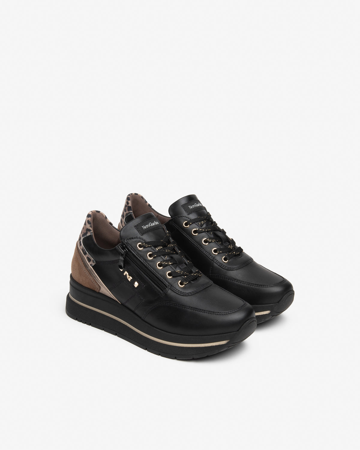 Baskets Reyk Noires article 617360 Chaussures femmes Marque NeroGiardini Italie Cuir Nouvelle collection automne hiver 2026 Magasins France