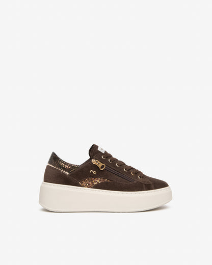 Baskets Myvatn Brunes article 617501 Chaussures femmes Marque NeroGiardini Italie Cuir Nouvelle collection automne hiver 2026 Magasins France